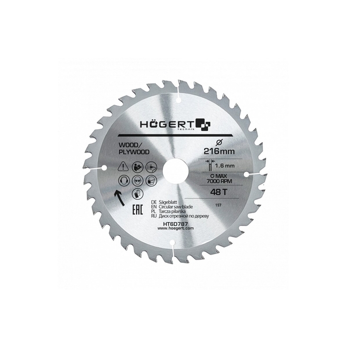Диск пиляльний по дереву HOEGERT 216 (HT6D787)