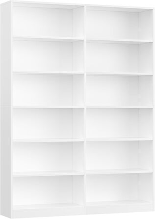 Книжкова полиця FirFurd з 12 відділеннями, книжкова шафа, окремостояча полиця, полиця для зберігання речей для вітальні, офісу, кухні, 120 x 30 x 188,7 см, білий