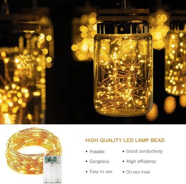 Казкові вогні дроту, 5м 50LEDs казкові вогні на батарейках, маленькі криті казкові вогні на Різдво, спальня, вечірка, весілля, при