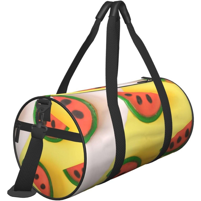 Спортивна сумка, дорожня сумка, літня сумка, з принтом кавуна, сумка на нічліг, чорна, універсальний розмір