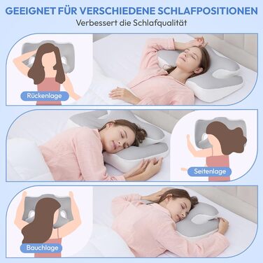 Подушка для шиї, подушка з піни з ефектом пам&39яті 60 x 40 см. Ортопедична подушка зі знімним чохлом - подушка з підтримкою шиї для комфортного сну - ергономічна подушка для сну на спині, боці та животі.