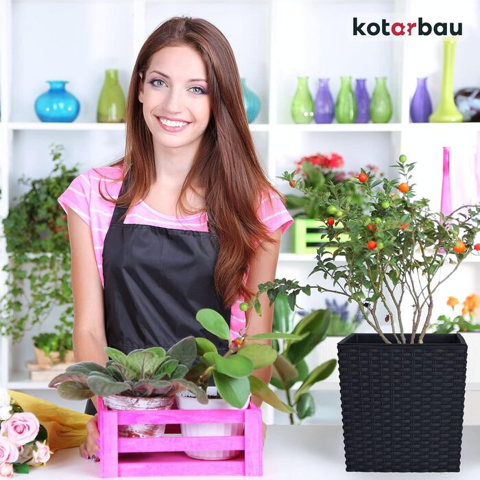 Горщики для квітів 9,8 л Висота 23 см Антрацит Пластиковий горщик для рослин з внутрішнім горщиком Набір горщиків для квітів під р