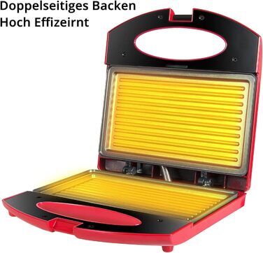 Тостер для сендвічів Gotoll Panini Grill 750 Вт, тостер для сендвічів і паніні з антипригарними пластинами, Panini Maker Easy Cleaning, Тарілчастий гриль тостер, червоний