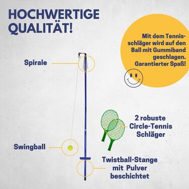 Найкращий спортивний набір твістболів у синьому кольорі I Круговий теніс для саду I 2 ракетки для тенісу та 1 м'яч для гойдання I М'яч на нитці з ракеткою I Садові ігри для дітей та дорослих