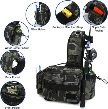 Сумка для риболовлі Lixada Багатофункціональна водонепроникна сумка для рибальської ремні Відкрита сумка на пояс Сумка для котушки Сумка для зберігання приманок Сумка на плече Сумка-органайзер