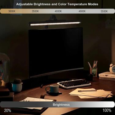 Світлодіодна настільна лампа EYOCEAN, лампа для монітора для догляду за очима, регульоване регулювання яскравості та колірної темп