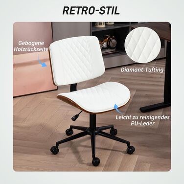 Офісний стілець HOMCOM, стілець з регульованою висотою та коліщатками, ромбоподібна прострочка