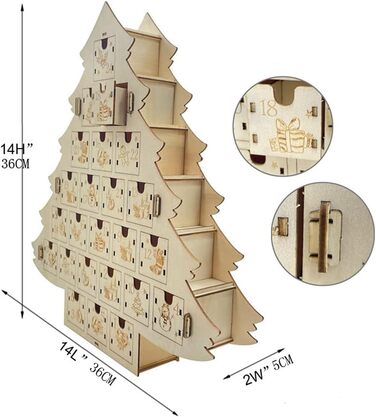 Дерев'яний календар для різдвяної ялинки 24 дні Kelisdi
