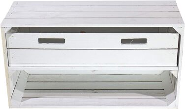 Білі дерев&39яні ящики з шухлядами та відділеннями - місце для взуття та шапок, шарфів, рукавичок (68x40x30см, широкий ящик для фруктів з шухлядою, 68x40x30см) Широкий ящик для фруктів з шухлядою 68x40x30см 68x40x30см