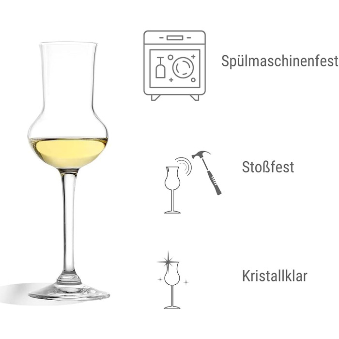 Келихи для граппи Stlzle Lausitz I набір з 6 келихів для граппи I чарки з ніжкою I високоякісні келихи для лікеру I 87 мл I можна