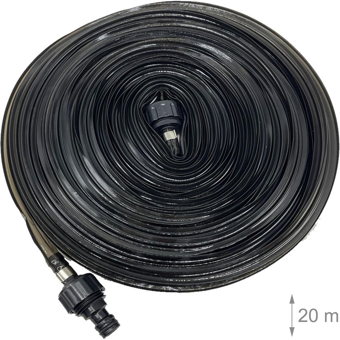 Шланг для поливу Relaxdays, 20 м, для газонів та клумб, плоский, з отворами, шланг-розпилювач, для саду, чорний