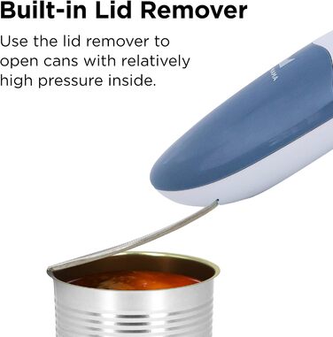 Електричний консервний нож Kitchen Mama V2 - Покращене лезо відкриває будь-яку форму банки, консервний ніж без гострих країв, гігієнічний, компактний та акумуляторний - Blue Grey