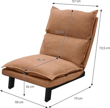 Підлогове крісло ML-Design коричневого кольору, м&39яке підлогове крісло, регульована спинка, лляний чохол, сталевий каркас, крісло для відпочинку, підлоговий диван, підлогове сидіння, підлогова подушка, крісло для релаксації, крісло для медитації, диван 