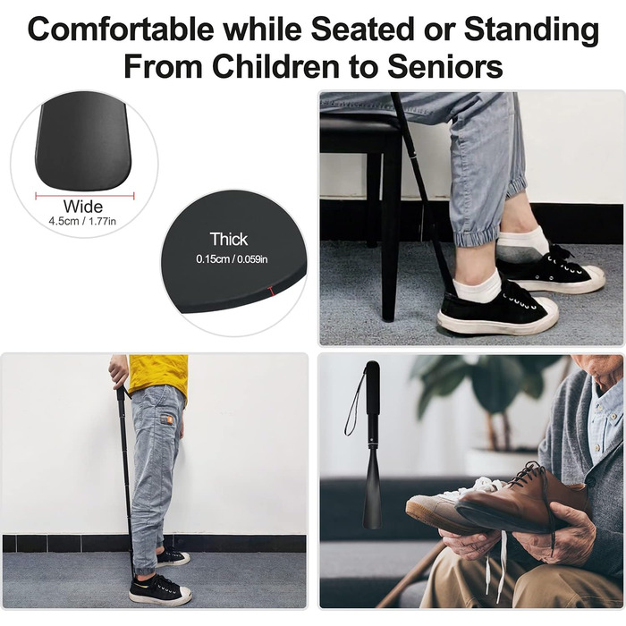 Довгий ріжок для взуття - телескопічний 38 см 94 см, алюмінієвий сплав, довгий ріжок для взуття, металевий довгий ріжок для взуття