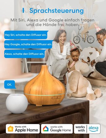 Ароматичний дифузор Meross працює з Apple HomeKit, Alexa та Google Home, розумний ультразвуковий зволожувач повітря з ефірними олі