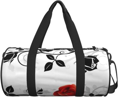 Дорожня сумка Tower Paris, кругла, великої місткості, легка та міцна, ідеальний подарунок для походів, відпустки, ділових поїздок та іншого, квітковий дизайн Троянда з плющем з листям, універсальний розмір