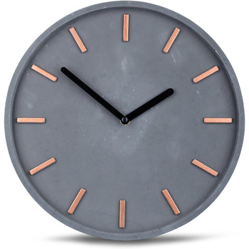Високоякісний бетонний годинник настінний годинник із сірої міді приблизно 30 см круглий Сучасне оздоблення стін Дизайнерський год