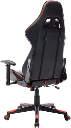 Ігрове крісло Owox, чорне/червоне, зі штучної шкіри, регульована висота, ергономічна подушка для шиї та попереку, 67x6123-133 см, металевий каркас, 67 x 61 x 123-133 см (Ш x Г x В), червоно-червоне