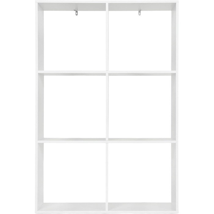 Книжкова полиця WOLTU на 3 рівні, з 6 відділеннями для вітальні, кухні, офісу, окремостояча полиця із захистом від перекидання, як кімнатна перегородка/шафа для документів, 7106x29 см, виготовлена з інженерної деревини, білий колір, 6 відділень (29 Г x 71