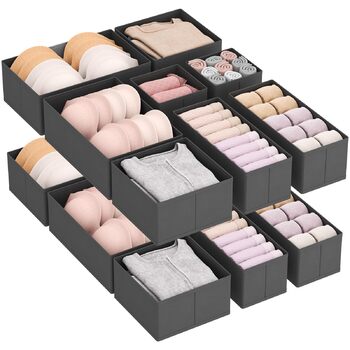 Набір органайзерів для шафи Lifewit з 16 шухляд, органайзер для шафи, система шухляд для пеленального столика, спальня для одягу, дитячий одяг, шкарпетки, спідня білизна, сірий 16