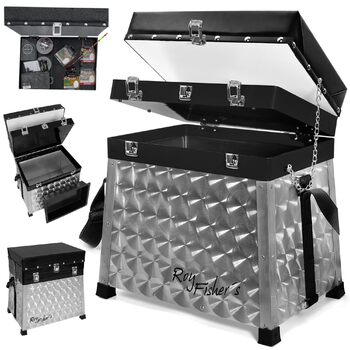 Рибальський ящик/рибальський кейс Roy Fisher з 2 шухлядами, ящик для снастей, ящик для сидіння, рибальське сидіння, рибальський кейс з 2 шухлядами