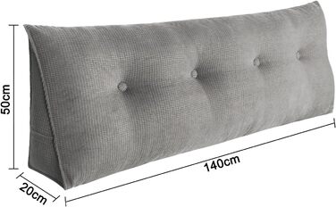 Подушка для читання Supfine для ліжка, подушка для дивана, трикутна клиноподібна подушка, кутова поперекова подушка, позиціонуюча підтримка, з чохлом, що прається (сіра, 140 x 50 x 20 см) сіра 140*50*20 см