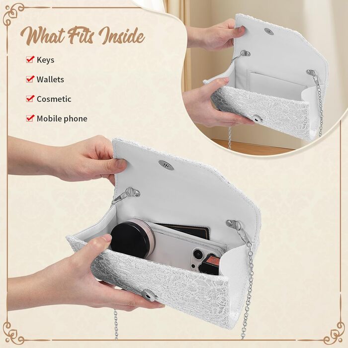 Елегантна жіноча мереживна вечірня сумка-клатч, чудова сумка-клатч, елегантна сумочка, весільна сумка через плече для весілля, вечірки, коктейлю A-білий