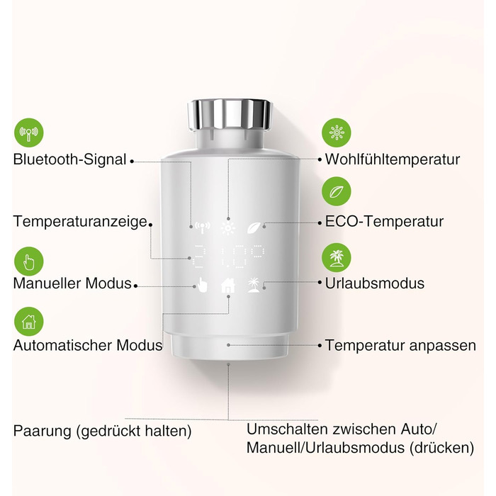 GHome Smart Radiator Thermostat with Gateway, Bluetooth Connection App Control, Energy Efficient, Intelligent Temperature Control, Schedule, Compatible with Alexa, Google Assistant, Hub Requirement, GHome Smart Radiator Thermostat with Gateway, Bluetooth 