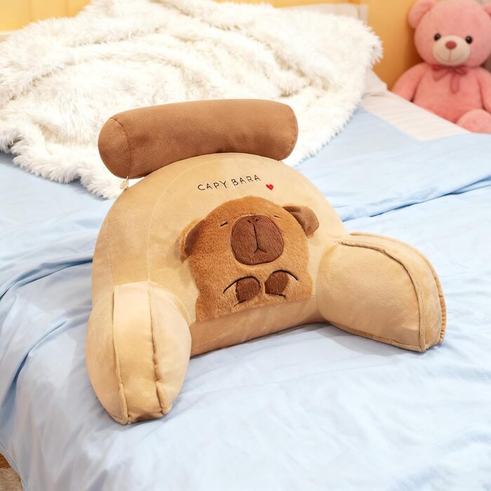 Зручна подушка для читання Подушка Capybara зі спинкою та підлокітником Подушка для читання з опорою для спини Підголівник та підтримка шиї для читання, відпочинку та перегляду телевізора