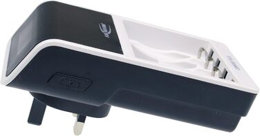 Зарядний пристрій ANSMANN Comfort Plus для акумуляторів типу AA, AAA та 9V з 3-контактним штекером для Великої Британії, швидка зарядка та швидке тестування ємності