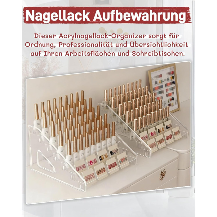 Органайзер для лаків для нігтів з 2 акрилових щіток із 7 рівнями, зберігання лаків для нігтів на 168 флаконів, прозора підставка для макіяжу, полиця для зберігання помади/ефірних олій та засобів для укладання