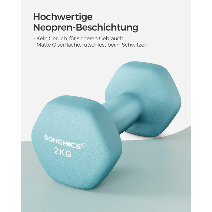 Гантелі SONGMICS – Набір з 2 шт. (шестигранні, неопренове покриття)