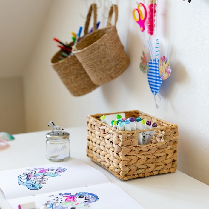 Кошик для зберігання HMF, сплетений з водяного гіацинта та морської трави Набір з 2 шт. Розмір S 22 x 17 x 12 см 2 шт. и