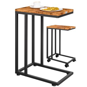 Дерев&39яний журнальний столик Casaria, чорний, вантажопідйомність 40 кг, висота 70 см, 50x35 см, маленький столик на колесах, журнальний столик для ноутбука, С-подібна тумбочка для вітальні, металевий каркас, чорний/коричневий