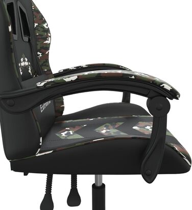 Геймерське крісло з функцією відкидання, штучна шкіра чорного/камуфляжного кольору, 57,5x59,5x121-131 см, для ігрового досвіду Модель 3143901