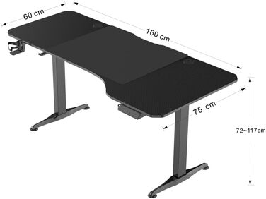Ігровий стіл - Електрично регульоване по висоті сидіння-підставка - 160 x 75 см