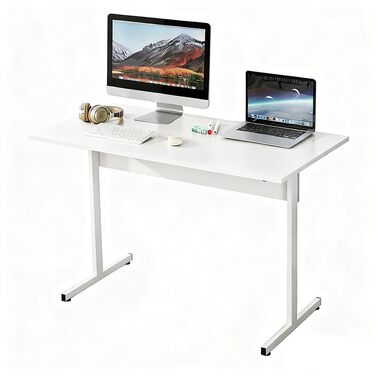 Письмовий стіл 80 x 50 см, офісний стіл з цільною дерев&39яною стільницею, комп&39ютерні столи для офісних робочих місць, стіл для спальні та вітальні, білий 0,8 x 0,5 м