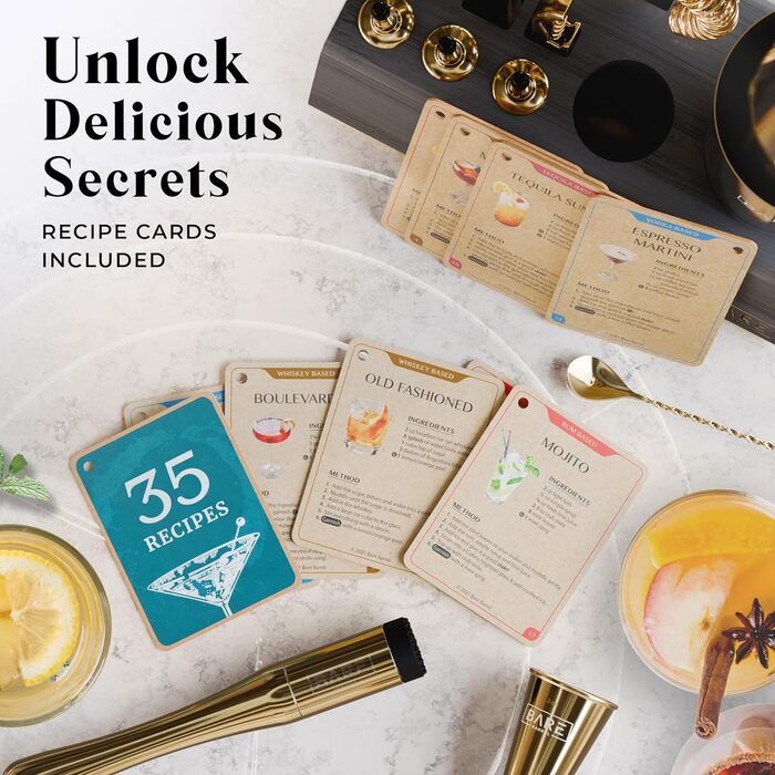 Професійний набір шейкерів для бармена Mixology з 14 предметів для коктейлів Martini (Royal Gold)