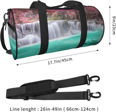 Спортивна сумка для подорожей, малюнок Водоспад, чорна, універсальний розмір