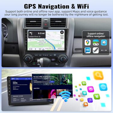 Автомобільне радіо OiLiehu 6128G 8-ядерний Android 13 CarPlay Android Auto Double Din для Honda CRV 2007-2011 з екраном 9 дюймів з дзеркальним посиланням Bluetooth GPS FM RDS WiFi SWC DSP/EQ камера заднього виду 6G128G Android 13 Автомобільне радіо