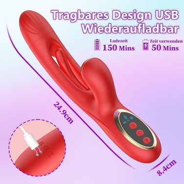 Секс-іграшка з вібратором AMOVIBE G Spot для жінок, еротична секс-іграшка з фалоімітатором 3 в 1 з 10 вібраціями та 10 кліторальними присосками та 10 режимами пульсації вібрації для жінок, секс-іграшки для пар