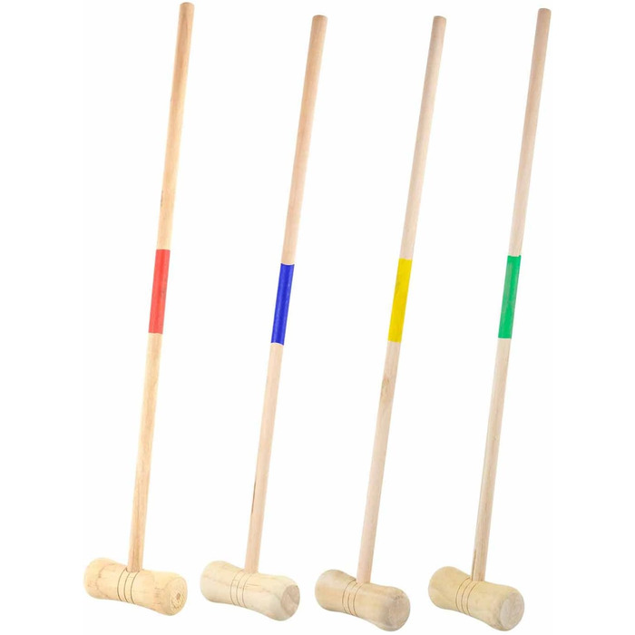 Дерев&39яний набір для крокету з молотками, м&39ячами, металевими хвіртками та стійками воріт, у практичній сітці для перенесення, цікава гра для дозвілля в саду та парку - Idena 40609