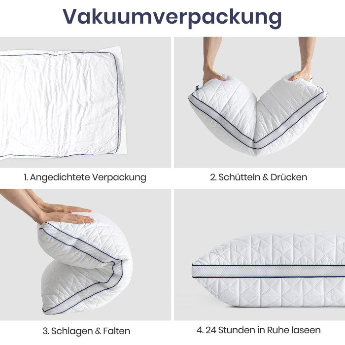 Подушки BedStory 40x80, комплект з 2 шт., 40x80 см із застібкою-блискавкою, 2 подушки з мікрофібри 950 г, регульована висота, дихаючі, можна прати, для алергіків та тих, хто спить на боці, сертифіковані Oeko 40x80 см (комплект з 2 шт.)