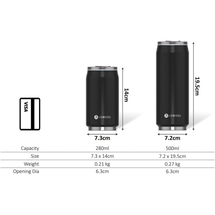 Ізольована пляшка для пиття Les Artistes Paris Pull can&39IT з нержавіючої сталі та поліпропілену кольору Eden, 280 мл, розміри 7,2 см x 7,2 см x 14 см, A-6828 280 мл Різнокольоровий