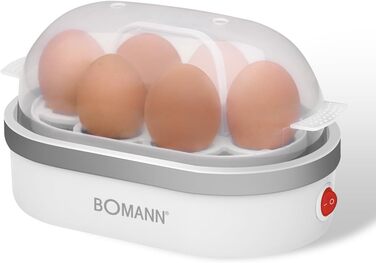 Яйцеварка Bomann на 6 яєць Яйцеварка з антипригарним покриттям Яйцеварка із звуковим сигналом Електрична яйцеварка з тримачем для