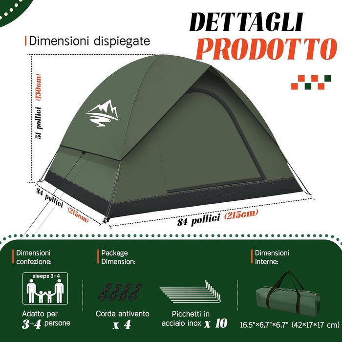 Намет для кемпінгу на 2-3 особи - надлегкий купольний намет, вітрозахисний, на 3-4 сезони, зі знімним зовнішнім полотном, невеликий розмір у упаковці, підходить для кемпінгу, піших прогулянок, походів та сімейного відпочинку