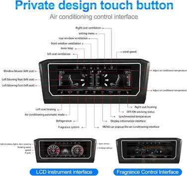 Панель керування автомобільним кондиціонером MOOKAKA сумісна з Volkswagen Tiguan 2017-2022 Панель кондиціонера HD РК-дисплей IPS Сенсорний екран Підтримка голосового керування, клімат-регулювання, підігрів сидінь