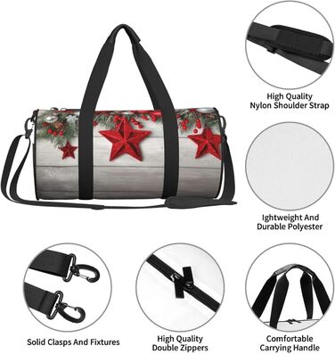 Спортивна сумка для подорожей, принт Різдвяні кулі, сумка на нічліг, чорна, універсальний розмір