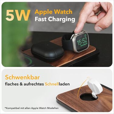 Зарядна станція 3 в 1 Wood Magsafe Charger Індуктивна зарядна станція для iPhone, Apple Watch, Air Pods з адаптером живлення 45W W