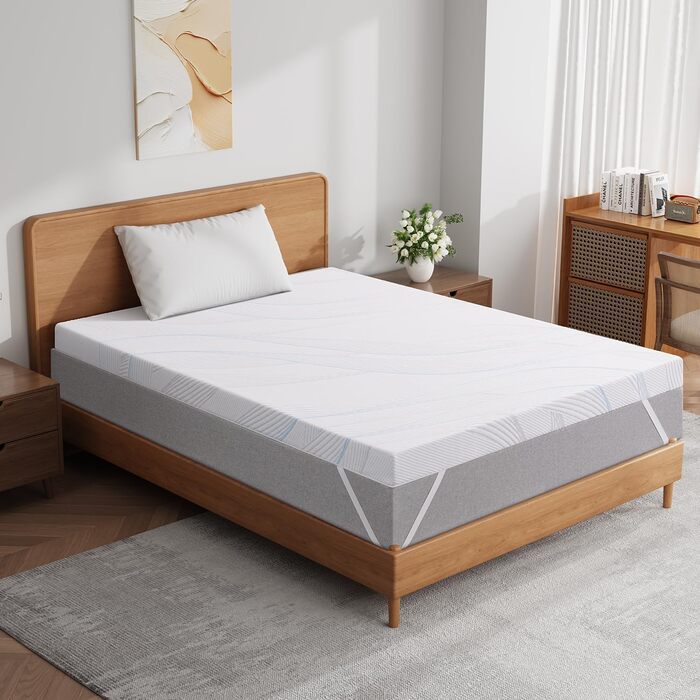 Наматрацник 90x200 см, високоякісний наматрацник 90x200 см, висотою 7 см з м&39яким гелевим пінополіуретаном з ефектом пам&39яті та підтримуючим комфортним шаром - дихаючий та пральний чохол для матраца 90x200x7 см 7 см